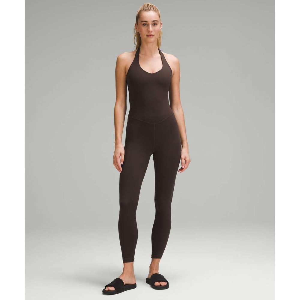 Lululemon Align Halter Bodysuit Espresso Brown Nulu Size 6 LW1ELFS